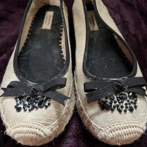 women espadrille shoe size 7.5 tan and black